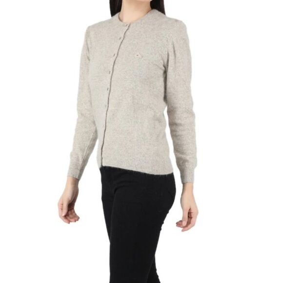 Monte Carlo Light Khaki Angora Wool Open Front Cardigan 38/L - Picture 3 of 16